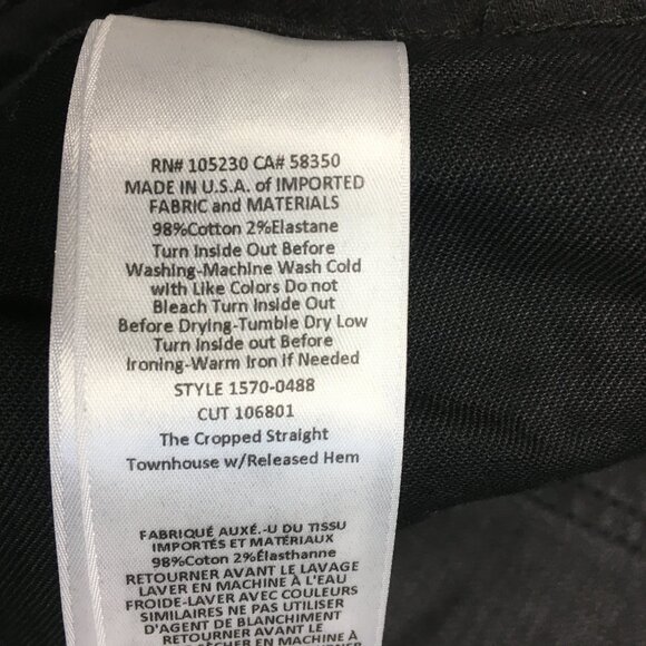 CURRENT ELLIOTT 5 Pocket Black The Cropped Straight Townhouse Released Hem Jeans - Picture 3 of 13